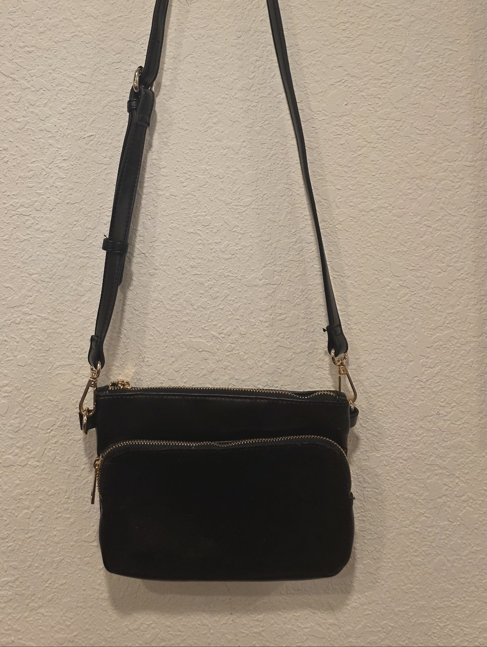 Sole Society Black Crossbody Bag with Gold Hardware